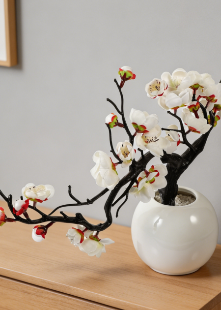 Artificial Wintersweet Bonsai Faux Potted Plant