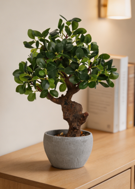 15" Artificial Bonsai Tree Potted Plant with Stone Pot