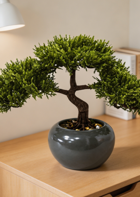 9.5" Artificial Bonsai Tree with Ceramic Pot Gray